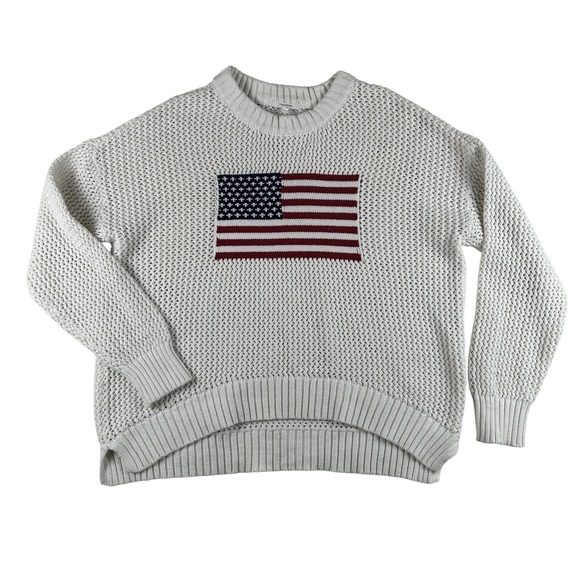 Maurices Sweaters - Maurices Sweater Womens 2X USA Flag Patriotic Waffle Knit Pullover Costal Preppy